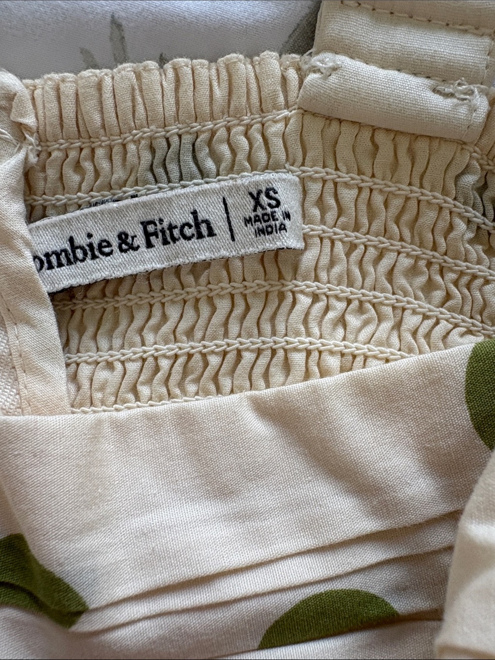 Drop waist Cream Sundress with Olive Green Polka Dots - Picture 2 of 2